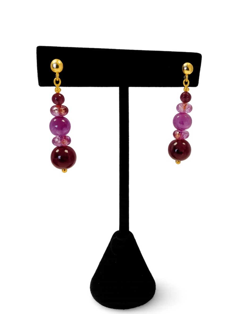 Genuine Amethyst  925 SS Gold Plated Earrings